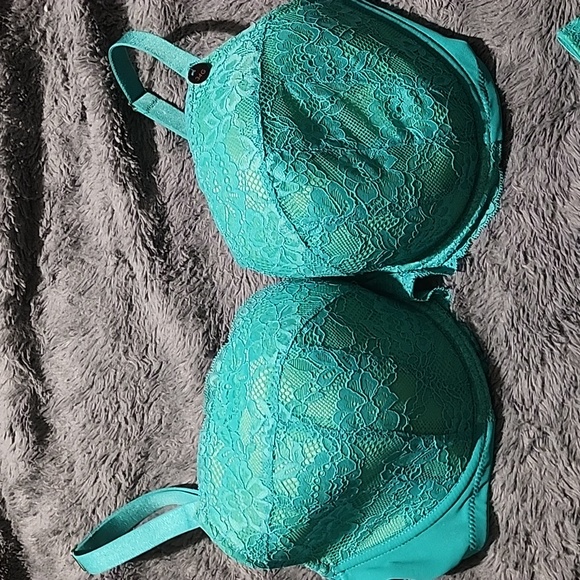NWT Ann Summers Sexy lace sustainable padded plunge bra 34G with matching thong - Picture 2 of 9